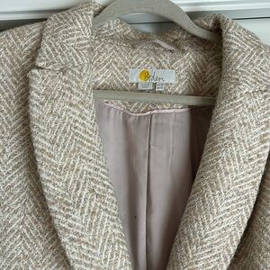 Stunning herringbone neutral blazer with metallic accent